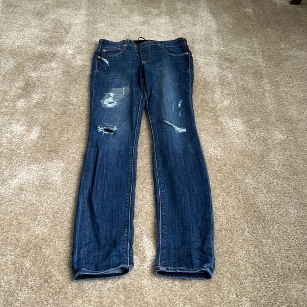 Express Distressed Dark Jeans Leggings Mid Rise Size: 0